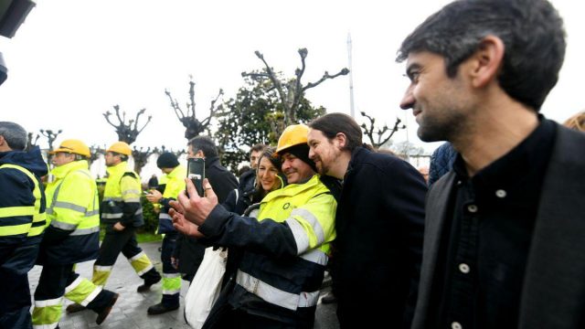 Pablo Iglesias, durante su participación en una manifestación de Navantia en Ferrol