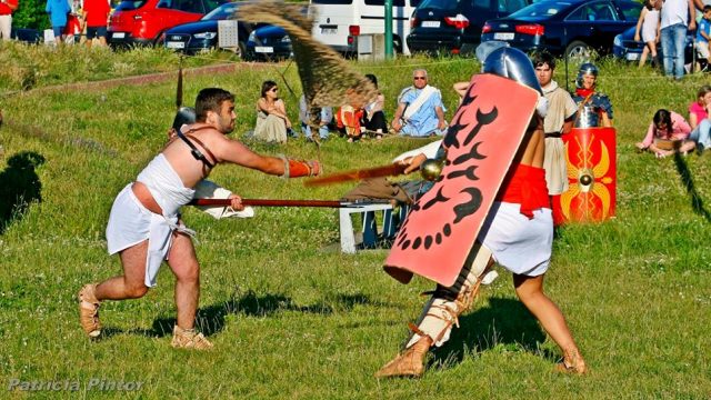 Representación de una lucha entre gladiadores