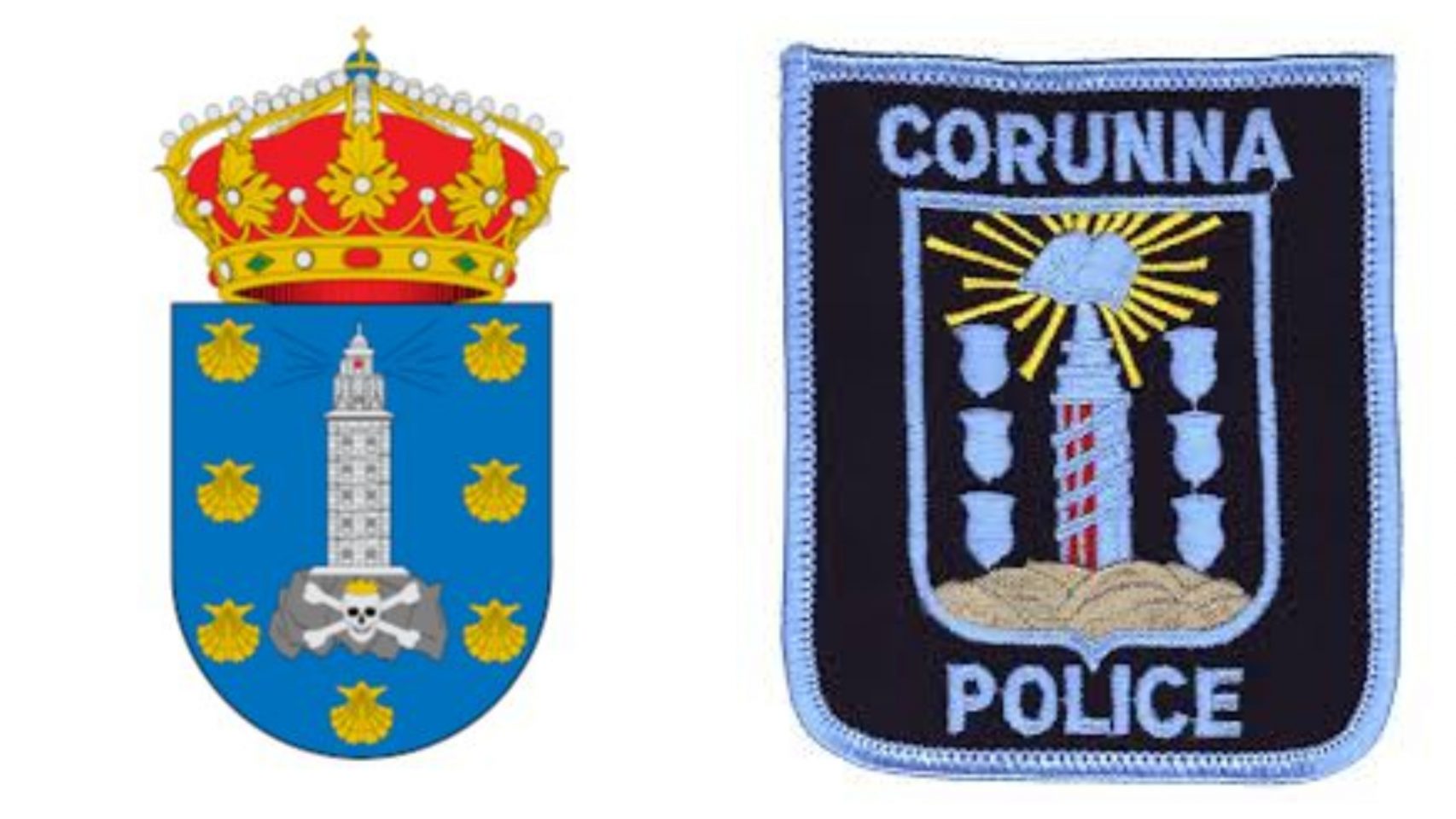Escudo de A Coruña y escudo de la Policía de Corunna