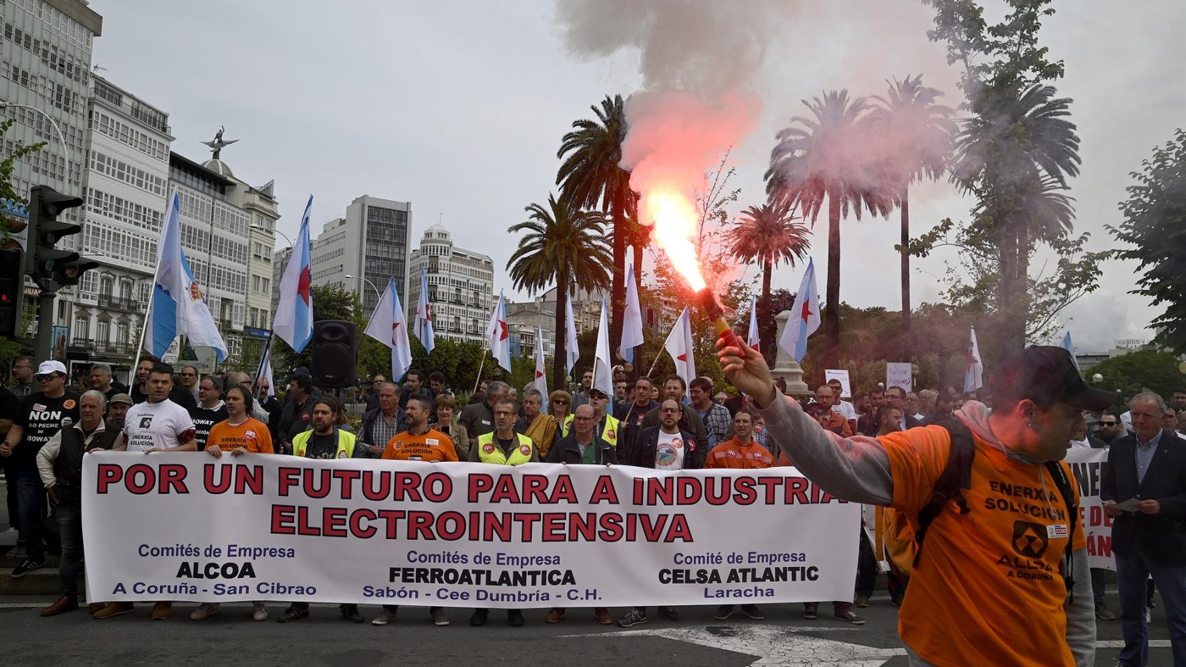 Protesta de Alcoa en A Coruña en 2019