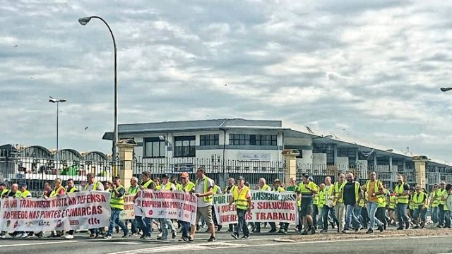 Manifestación de los camioneros en A Coruña