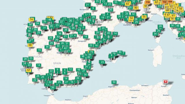 Contaminación del aire en España en tiempo real