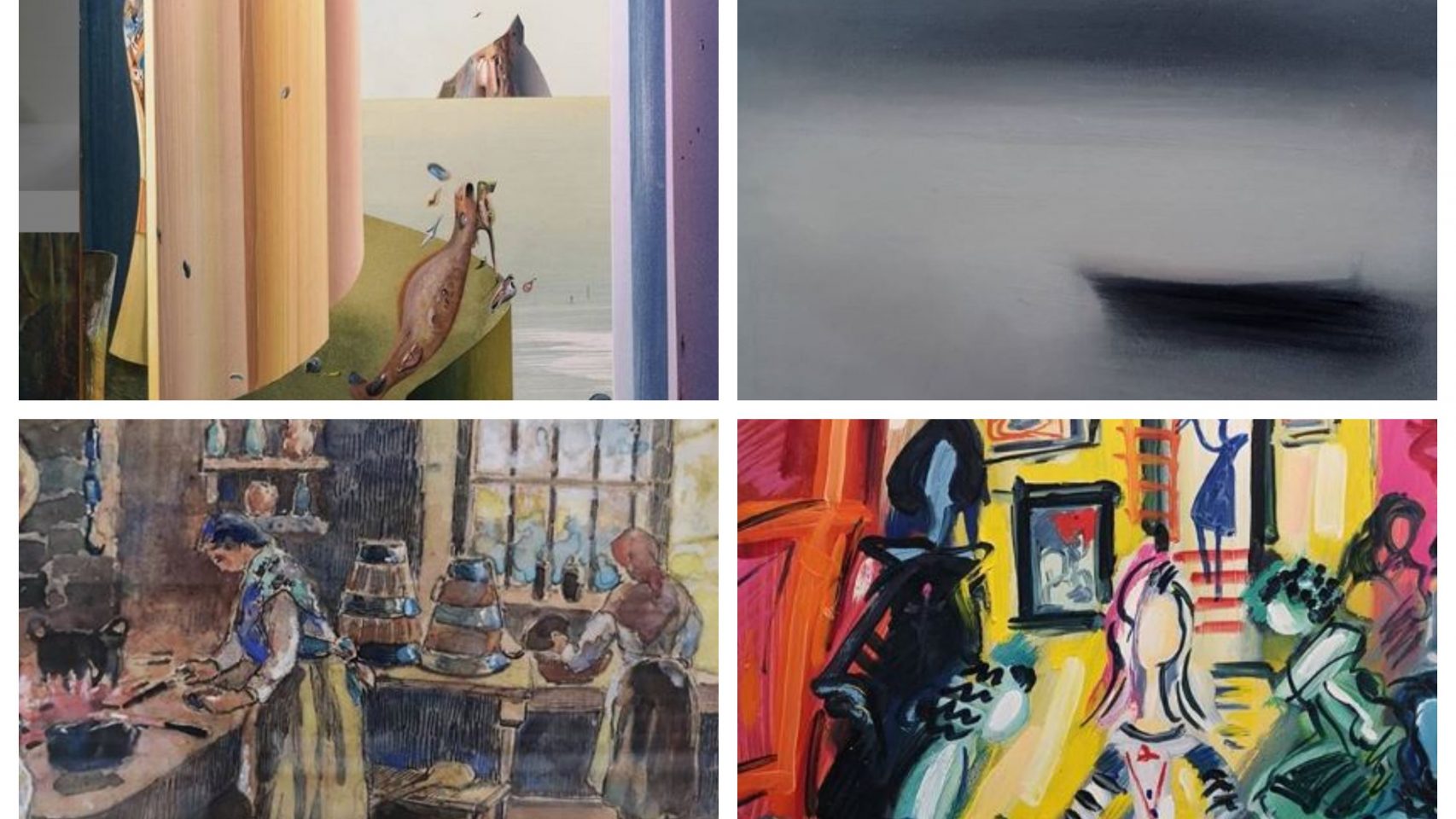 Algunos de los ejemplos de obras de artistas gallegos en la galería