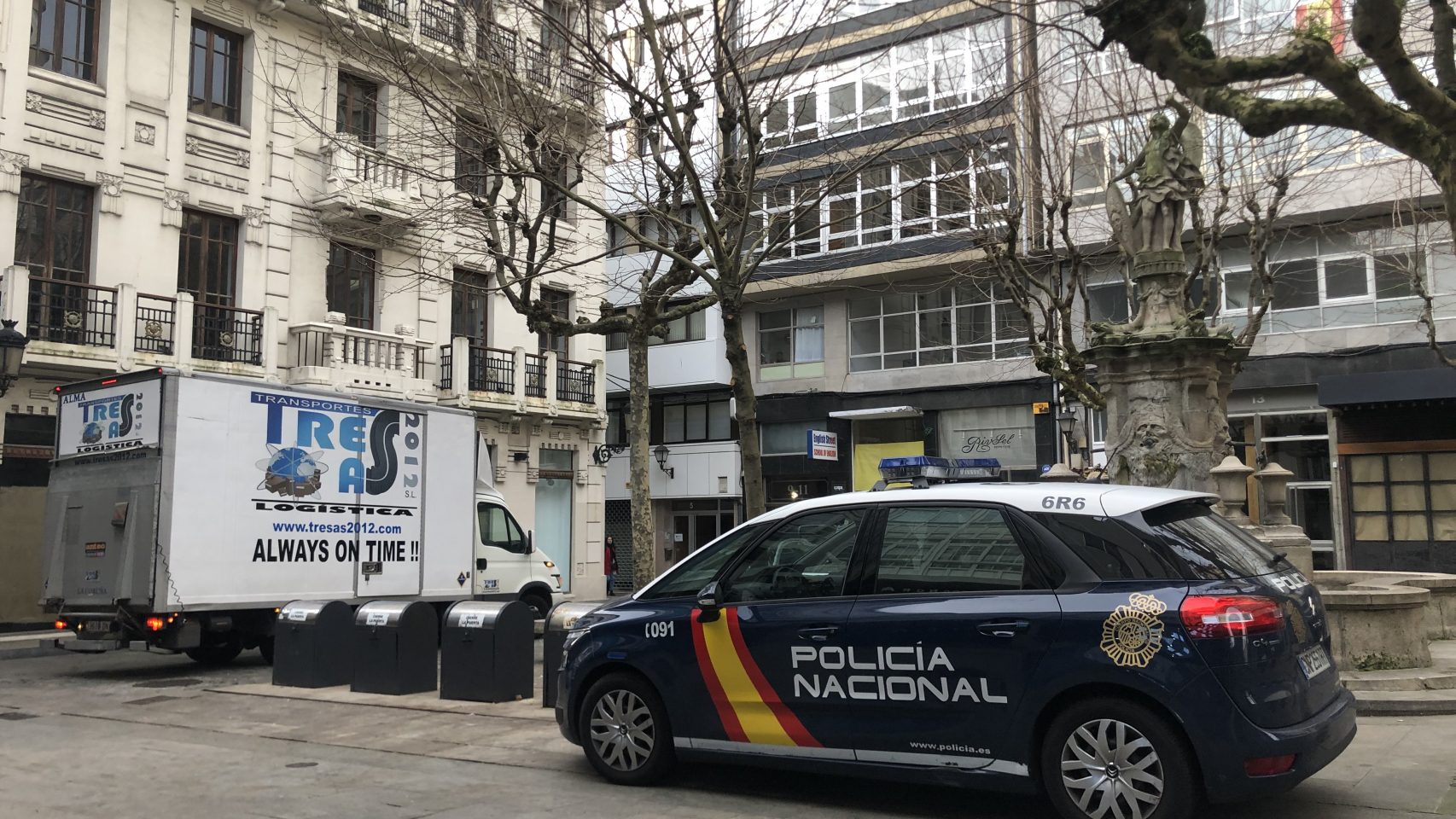 Coche de la Policía Nacional en A Coruña.