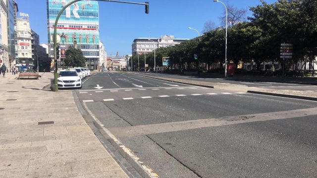 Calles vacías en A Coruña durante el estado de alarma 