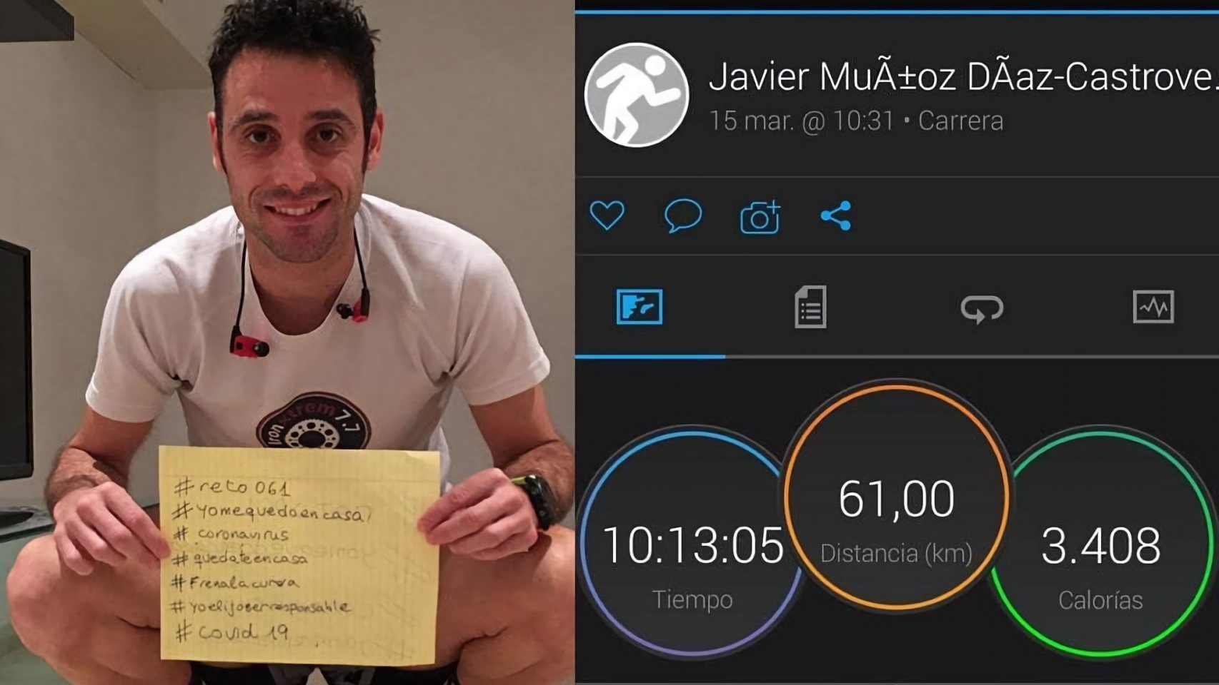 El triatleta coruñés Javier Castroverde, tras terminar su reto