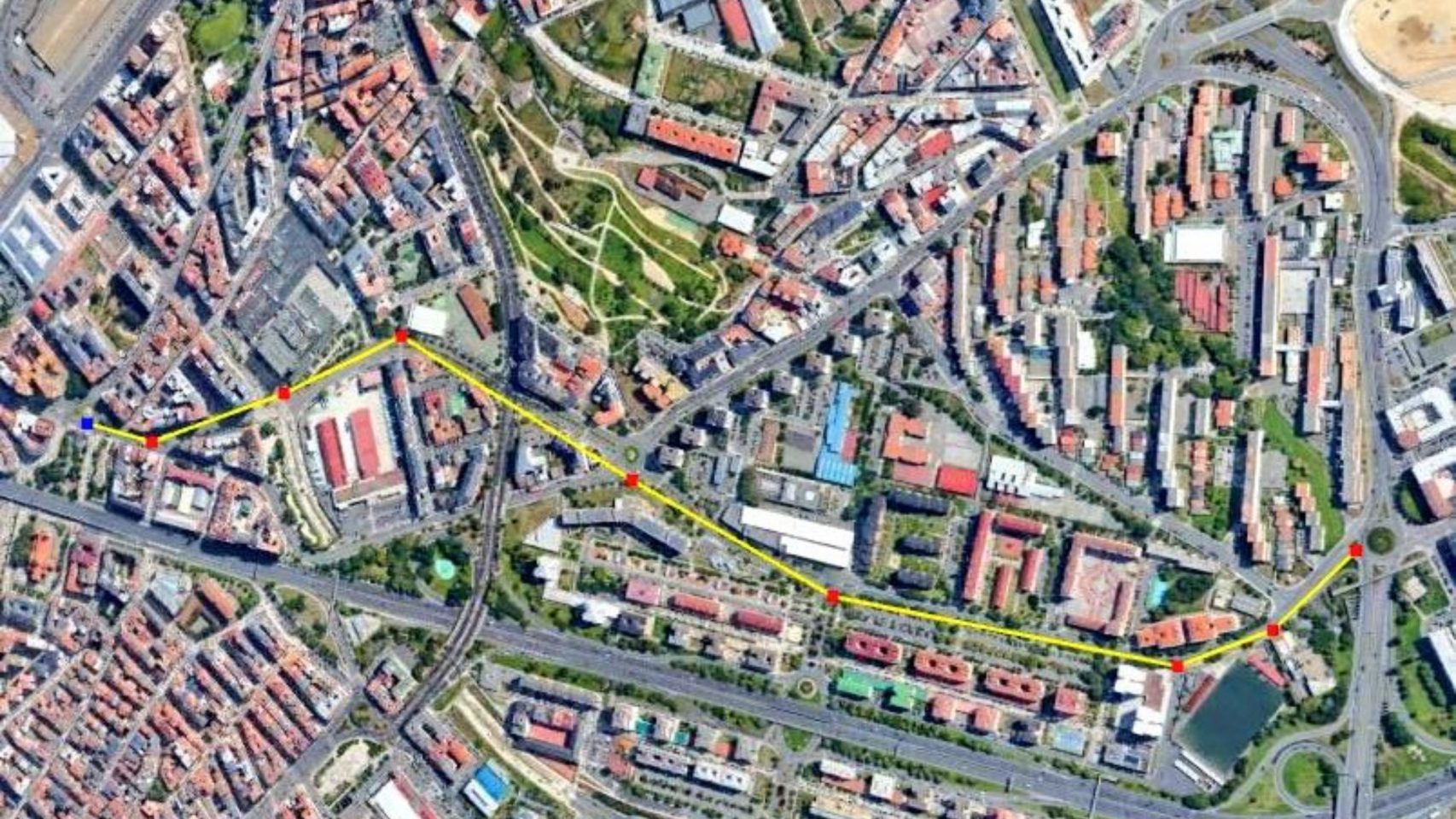 Plano de la senda peatonal que unirá Cuatro Caminos Y Matogrande 