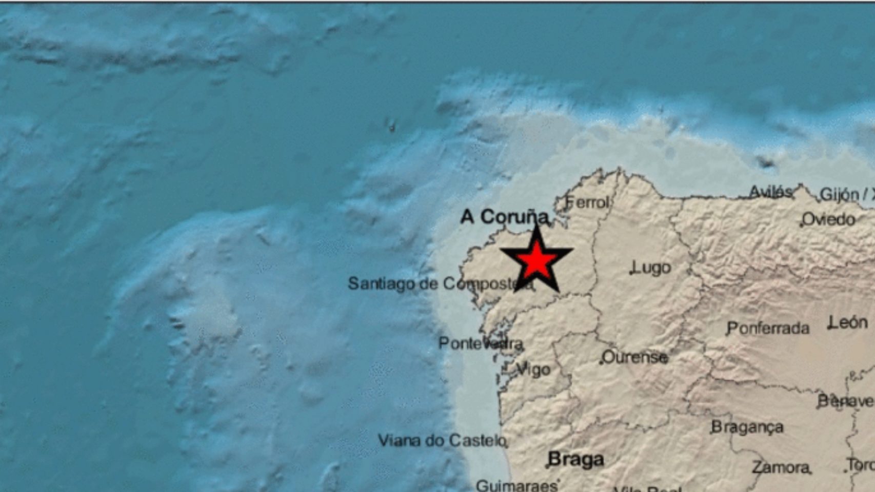 Mapa del epicentro del terremoto.
