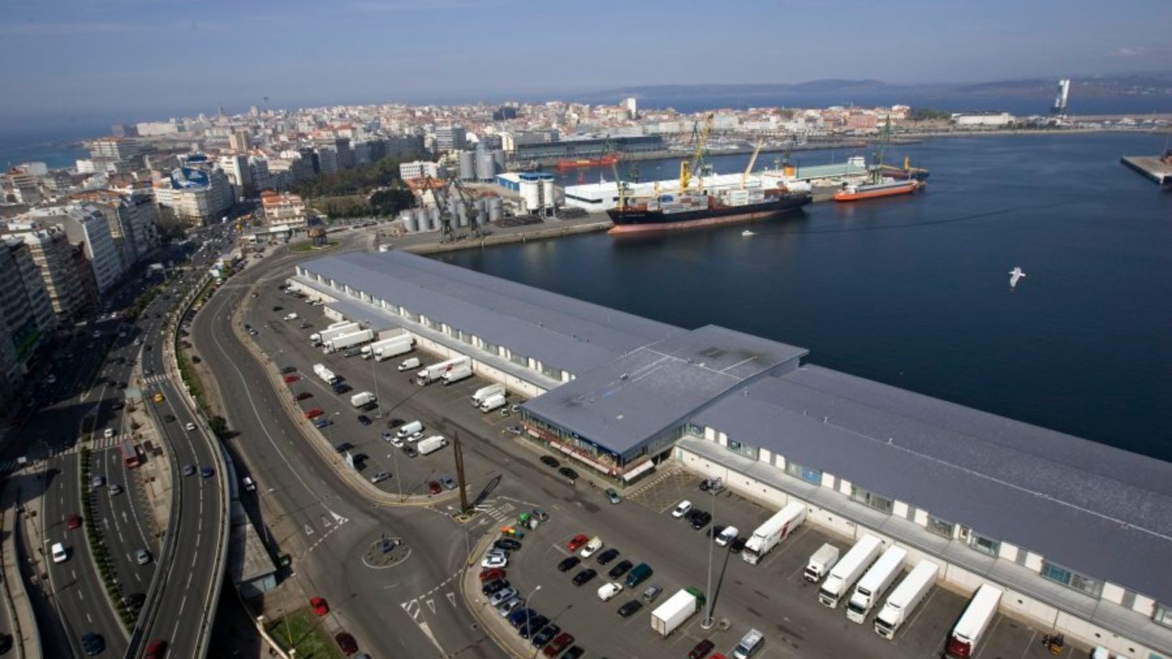 Vista área de la Lonja de A Coruña.