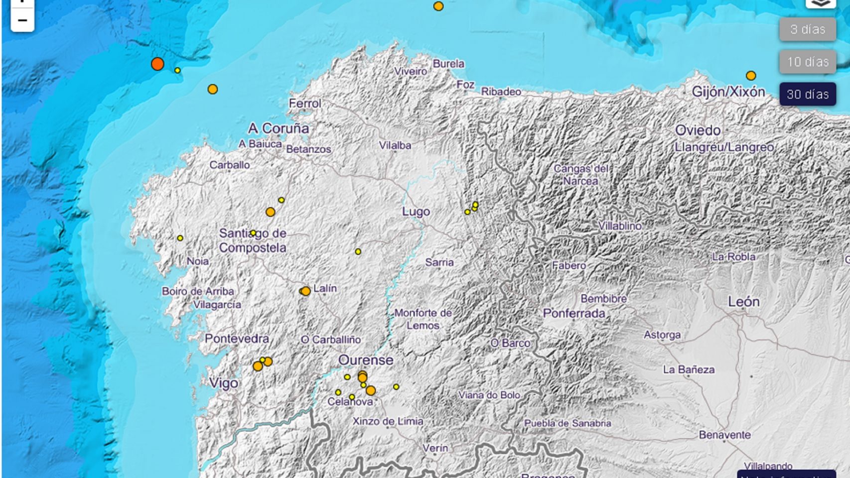 Terremotos en Galicia en el mes de junio.