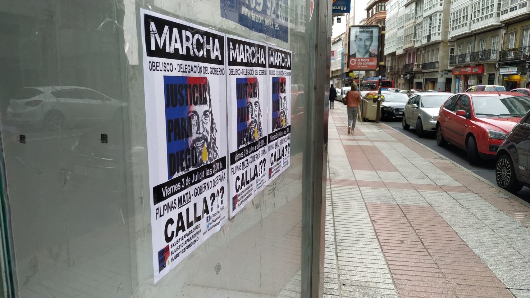Carteles de la concentración del viernes en A Coruña.