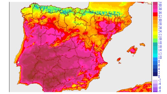 mapa de temperaturas en españa A Coruña, uno de los pocos lugares de España que escapa a la ola 