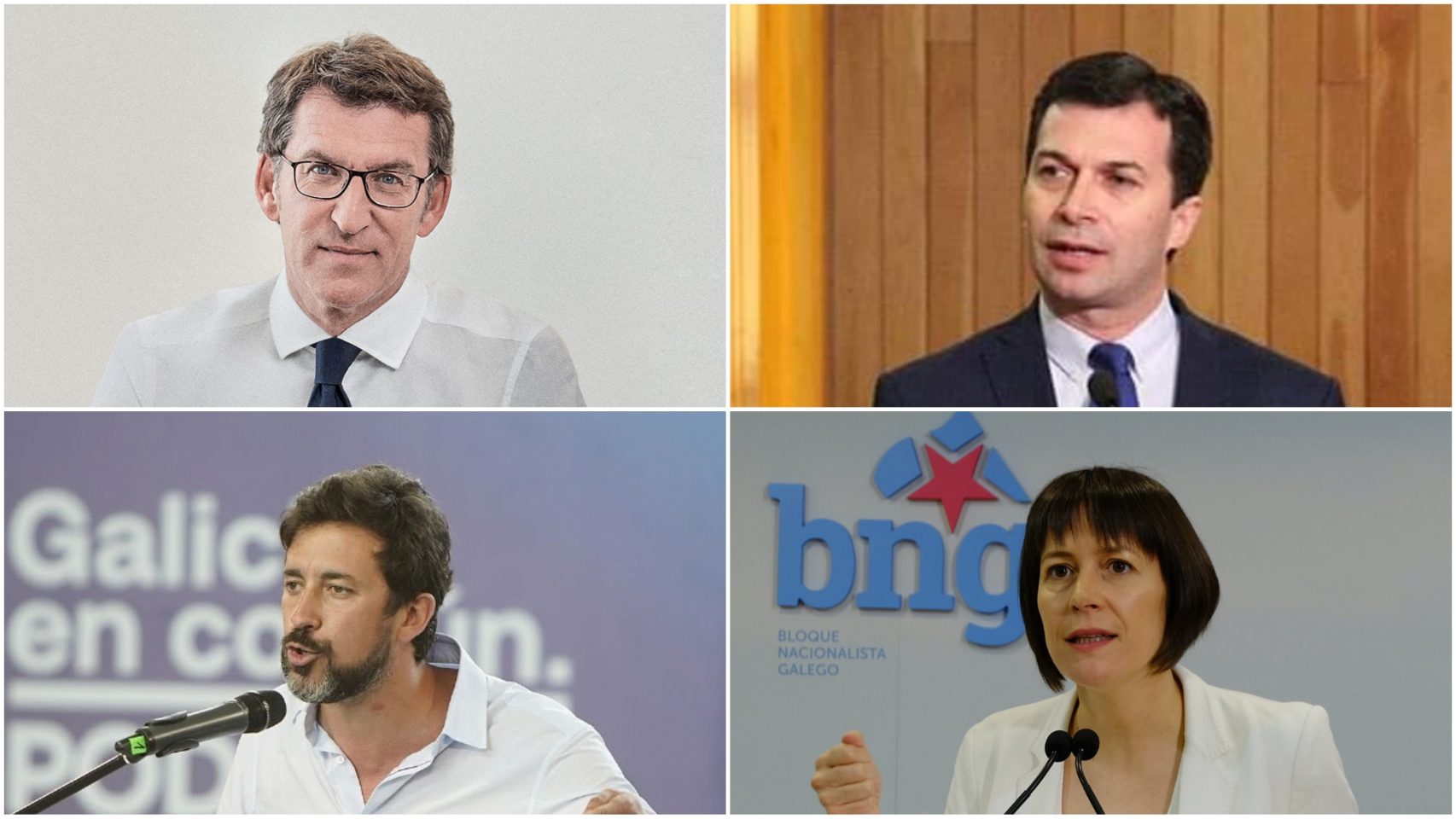 Los cuatro principales candidatos a las elecciones gallegas.
