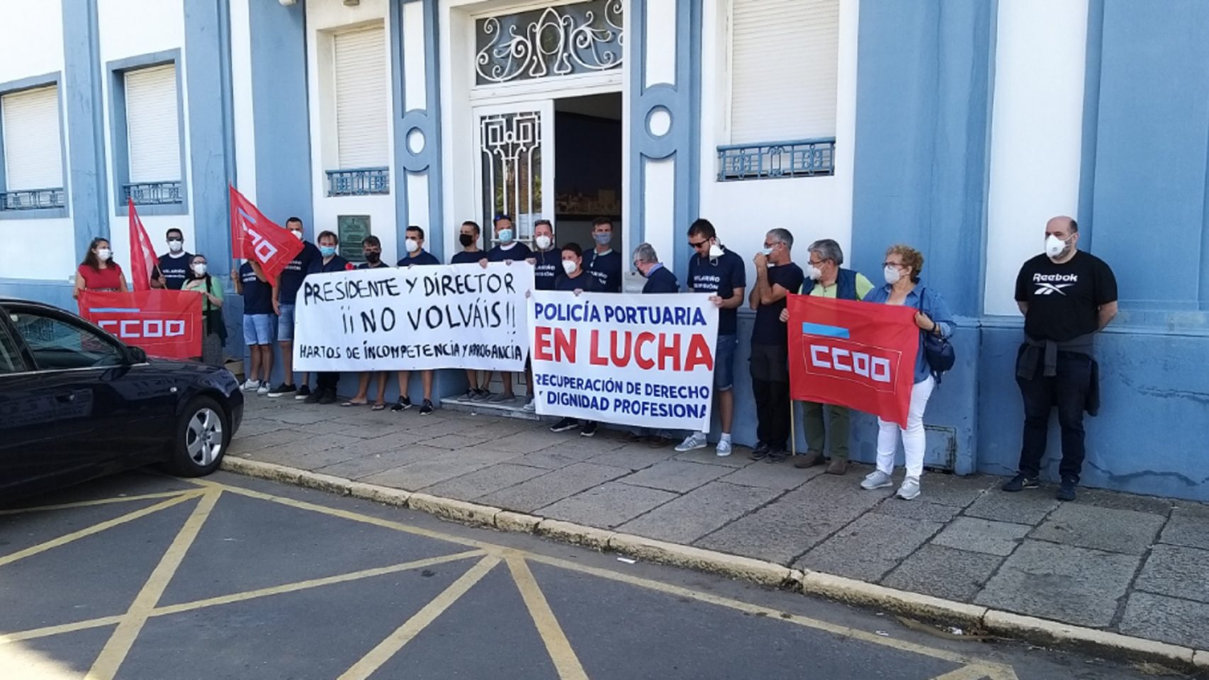 Protesta de la Policía Portuaria de Ferrol, hoy.
