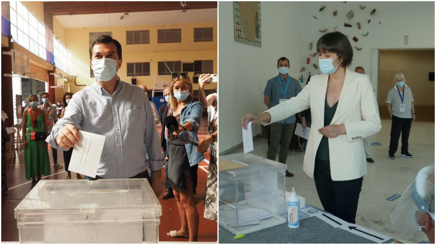 Gonzalo Caballero y Ana Pontón votando en las elecciones gallegas.