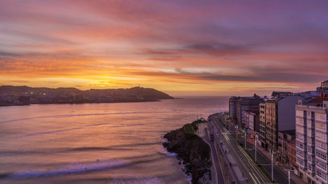 Atardecer en el Paseo Marítimo de A Coruña
