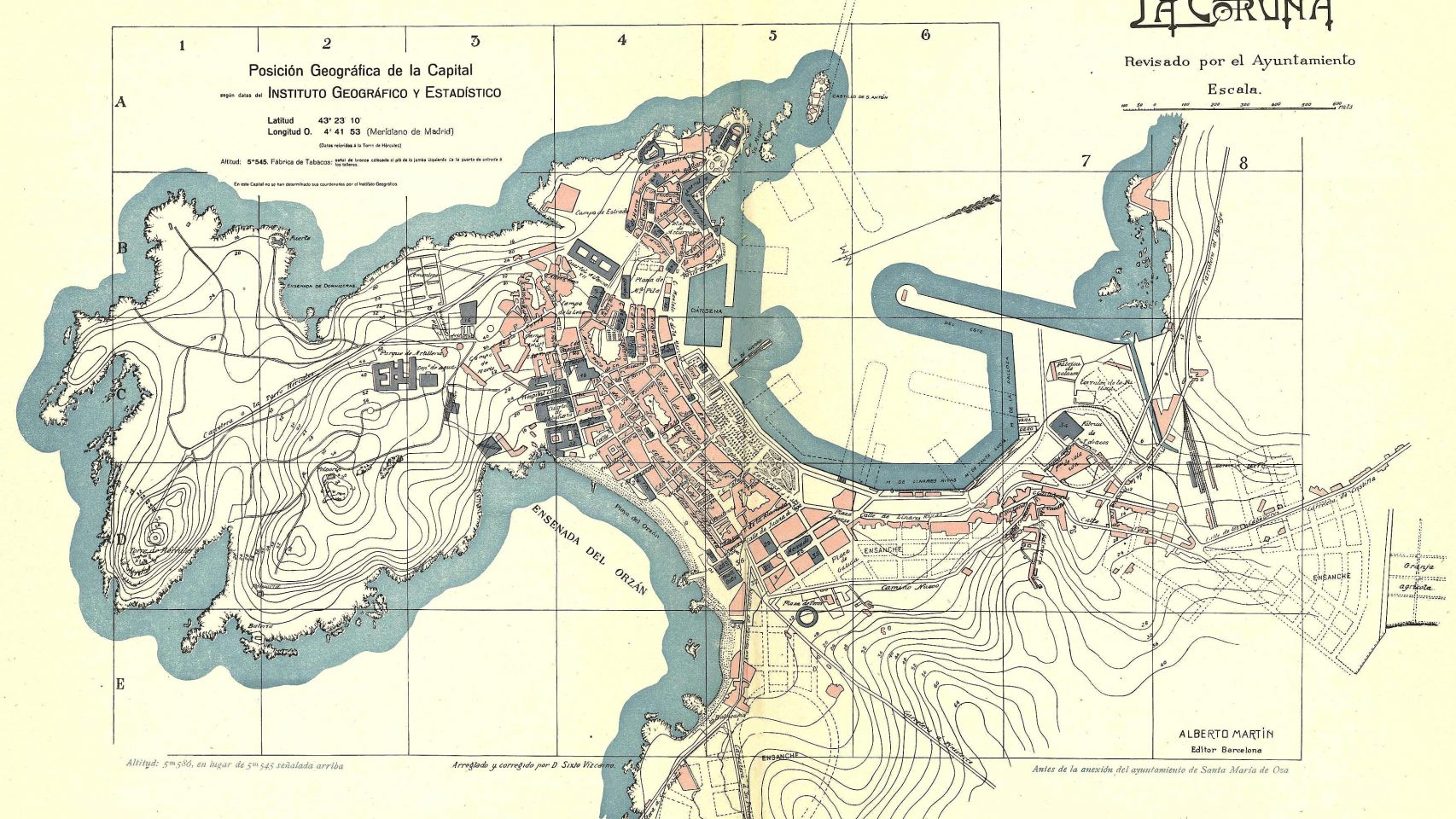 Plano de A Coruña en 1920