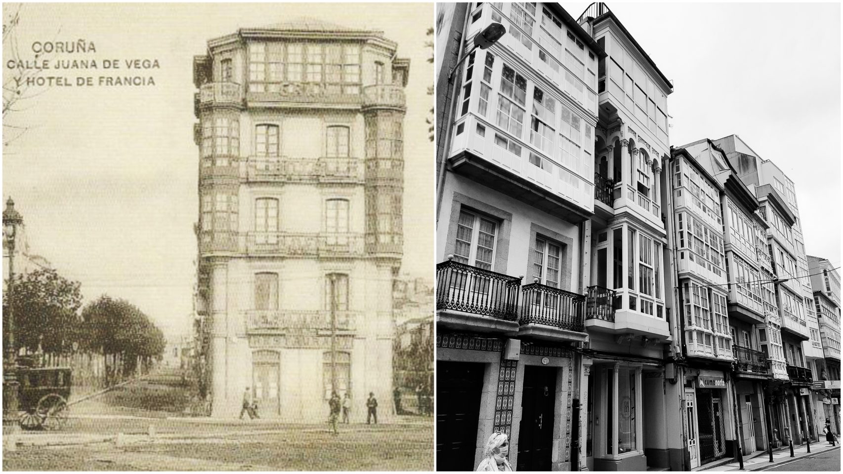 El Hotel de Francia y el edificio del número 7 de Panaderas