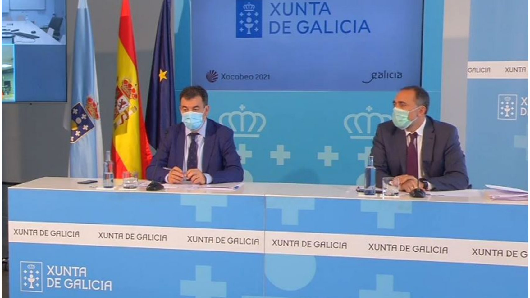 Los conselleiros de Educación y  Sanidade de Galicia.