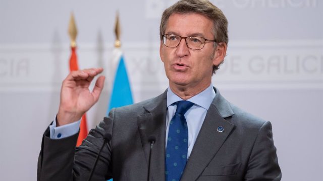 Alberto Núñez Feijóo durante una rueda de prensa.