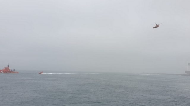 Un momento del simulacro de Salvamento Marítimo, hoy en A Coruña.