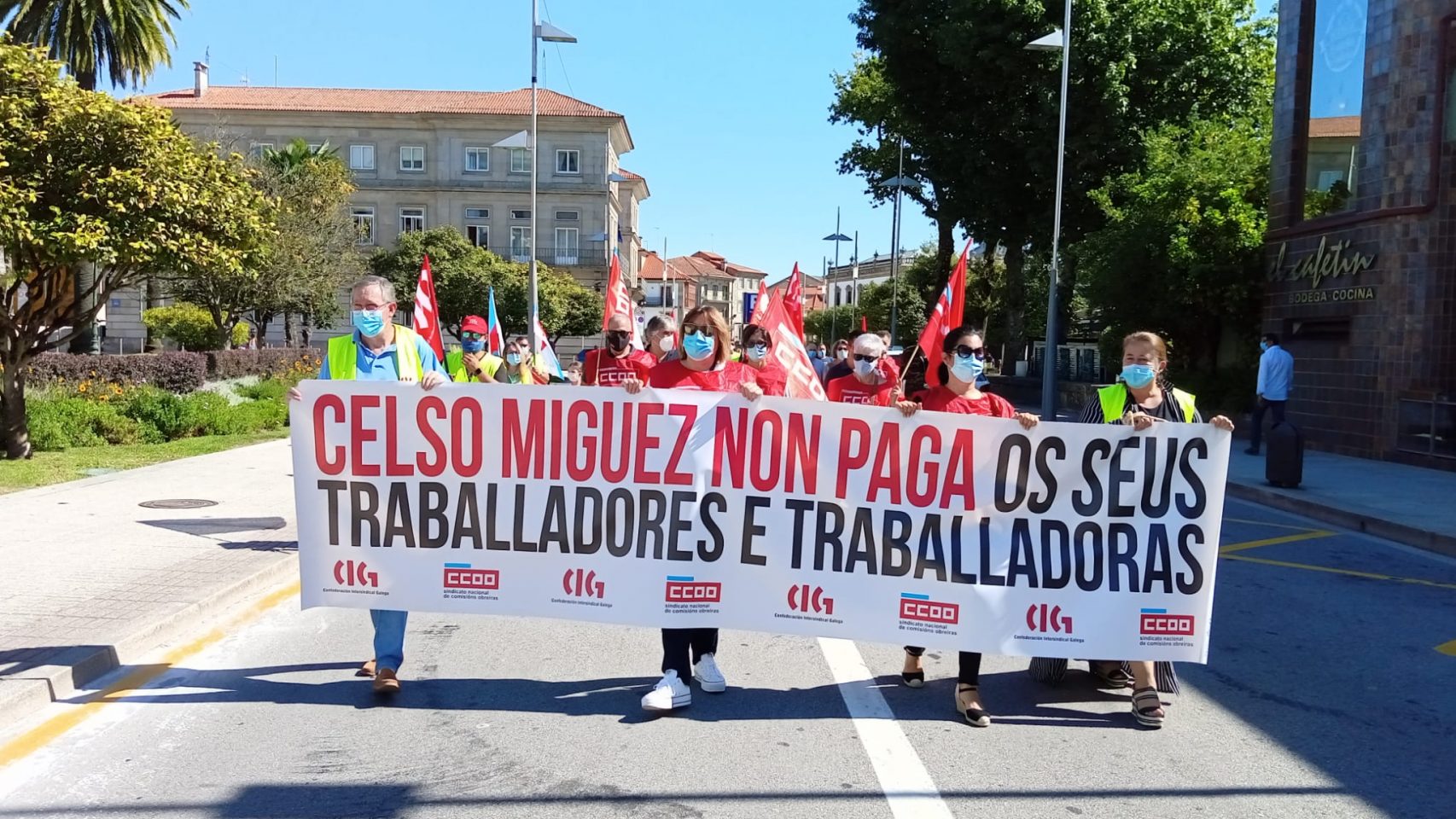 Protesta de trabajadores de Celso Míguez en Pontevedra 