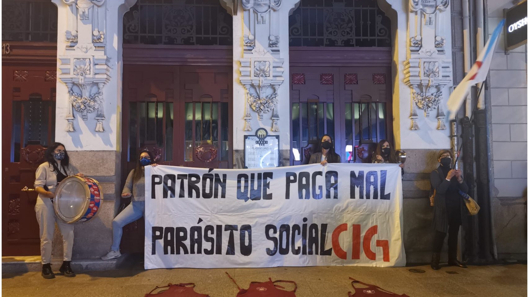 Protesta de los trabajadores del Vecchio en A Coruña.