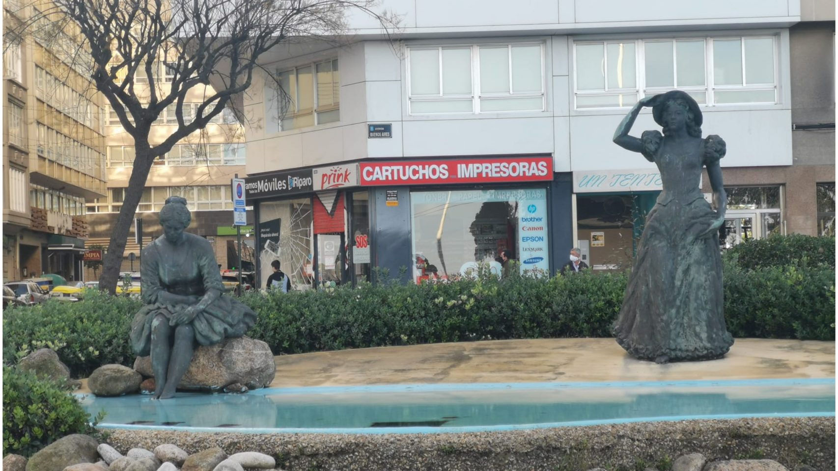 La fuente de Las Catalinas en A Coruña.