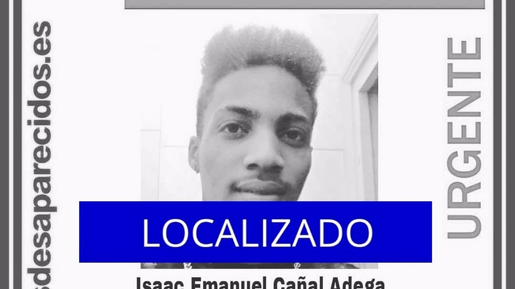 Localizado el joven de 19 años Isaac Emanuel Cañal Adega