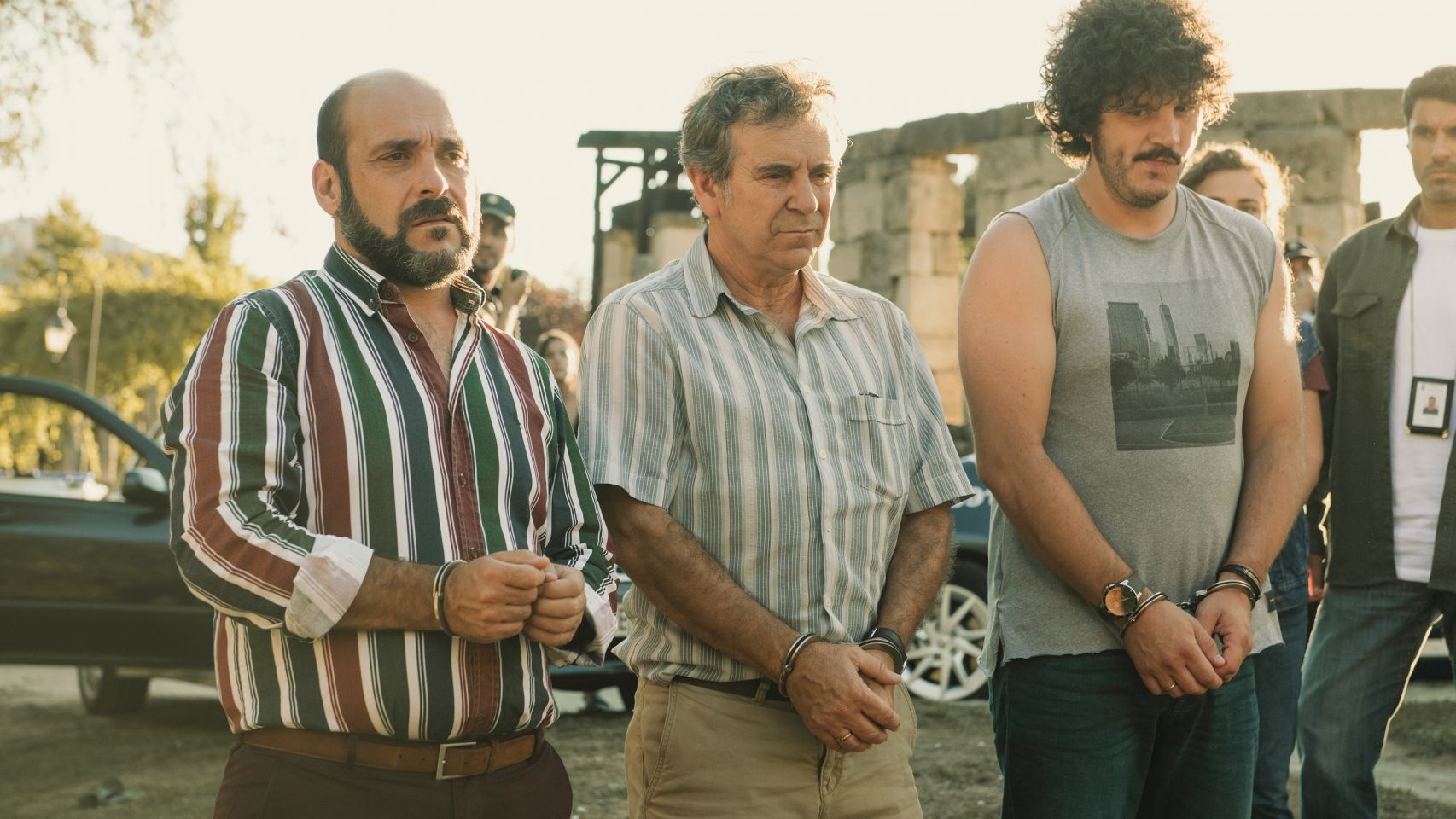 Federico Perez Rey, Miguel de Lira y Xose A. Touriñan en una escena de 'Cuñados'.
