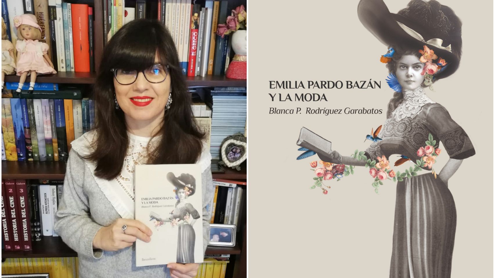 Autora y portada del libro 'Emilia Pardo Bazán y la moda'