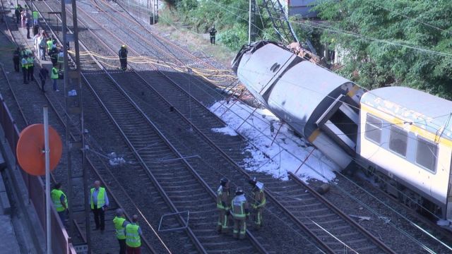 Imagen del accidente del tren Celta en 2016
