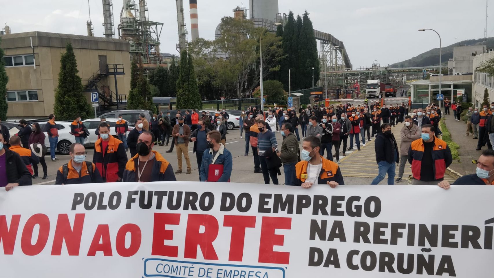 Protesta de los trabajadores de la refinería 