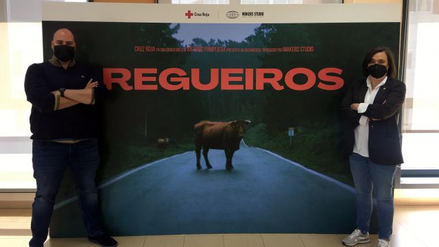 Antonio Pampliega y Mercedes Casanova en la presentación de 'Regueiros'.