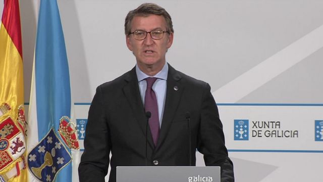 El presidente de la Xunta, Alberto Núñez Feijóo, hoy en rueda de prensa.