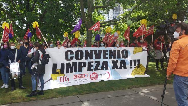 Concentración del sector de la limpieza en A Coruña.