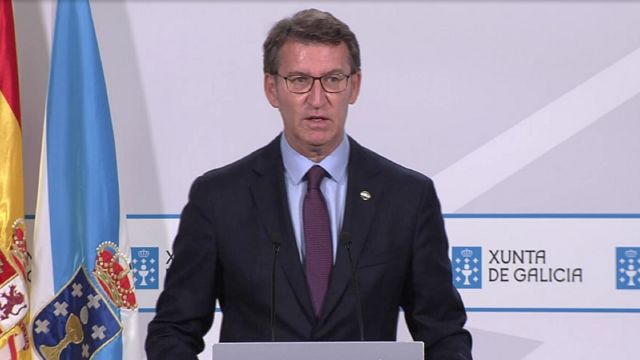 El presidente de la Xunta, Alberto Núñez Feijóo, durante la rueda de prensa posterior al Consello da Xunta.