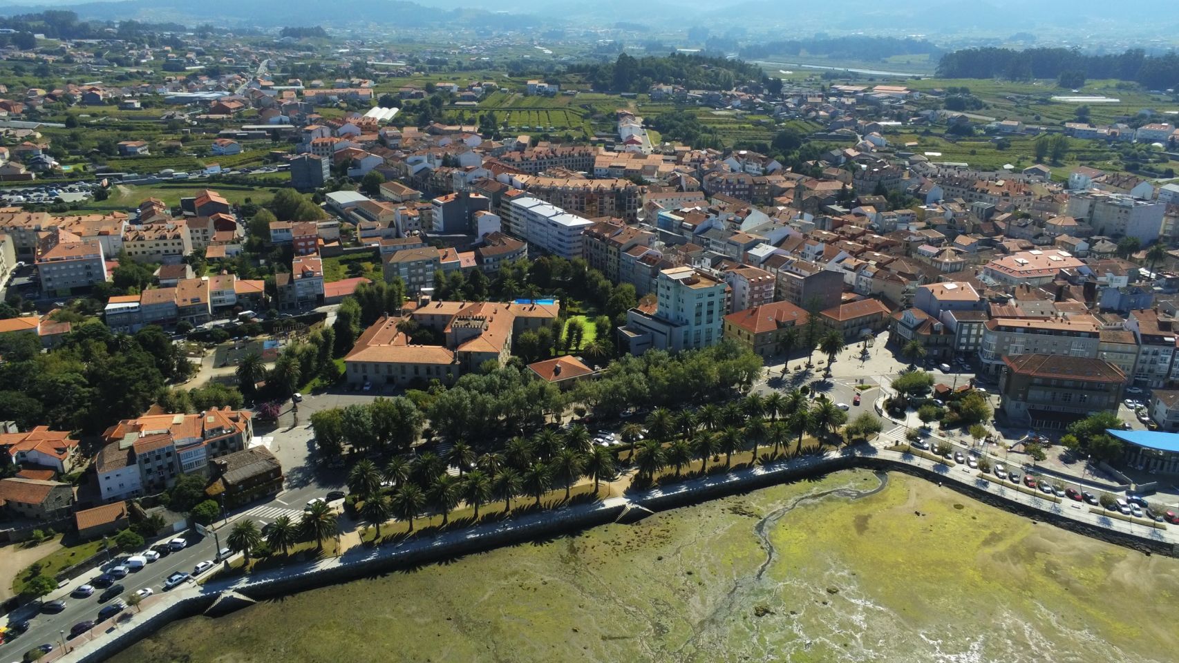 Vista aérea del municipio de Cambados (Pontevedra).