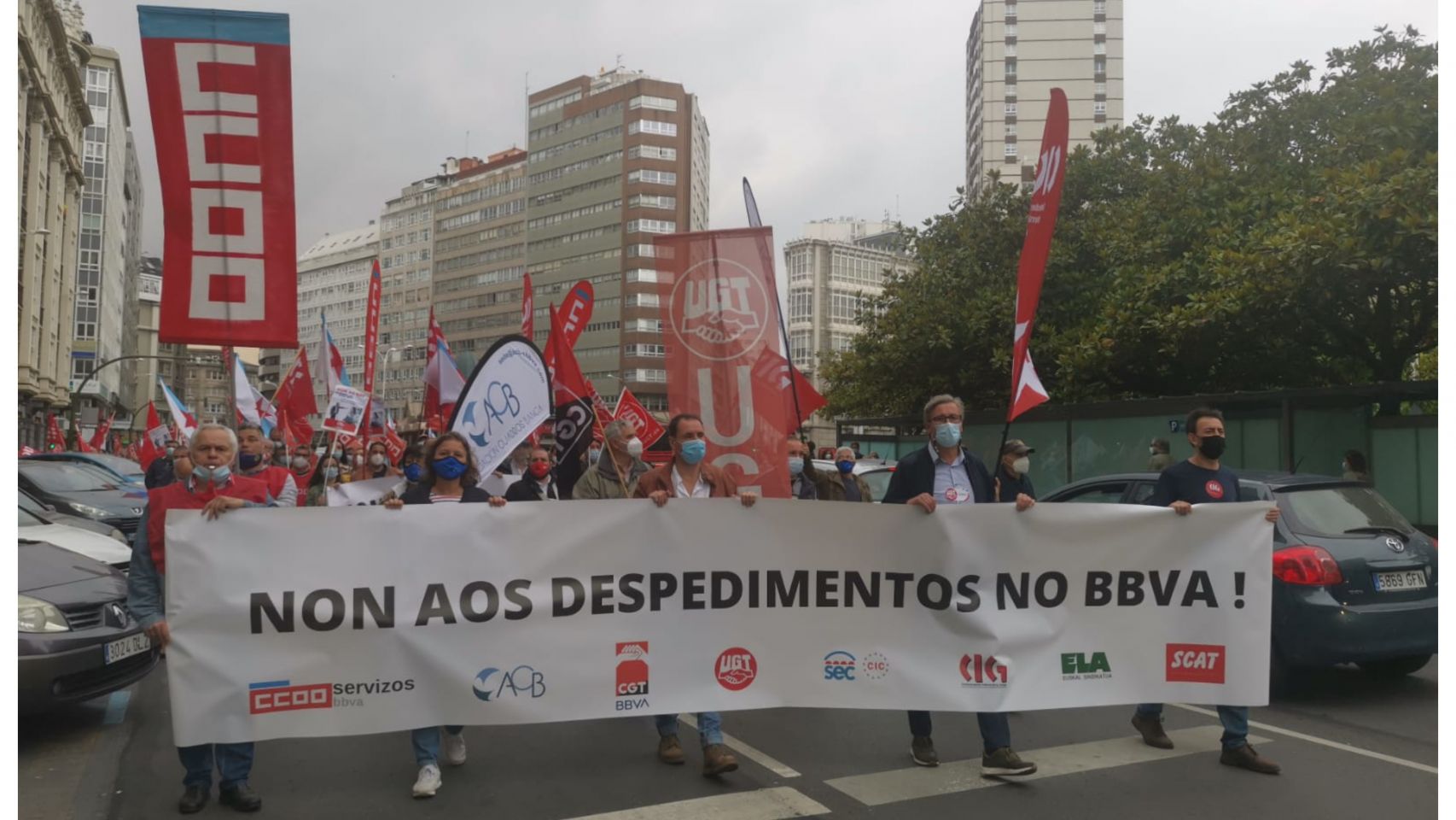 Manifestación contra el ERE de BBVA en Plaza de Pontevedra.