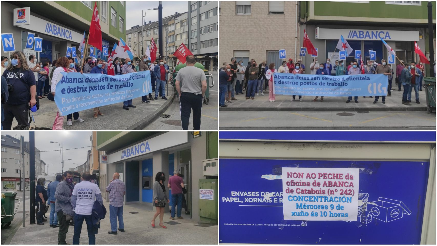 Protesta frente a la oficina de Abanca.