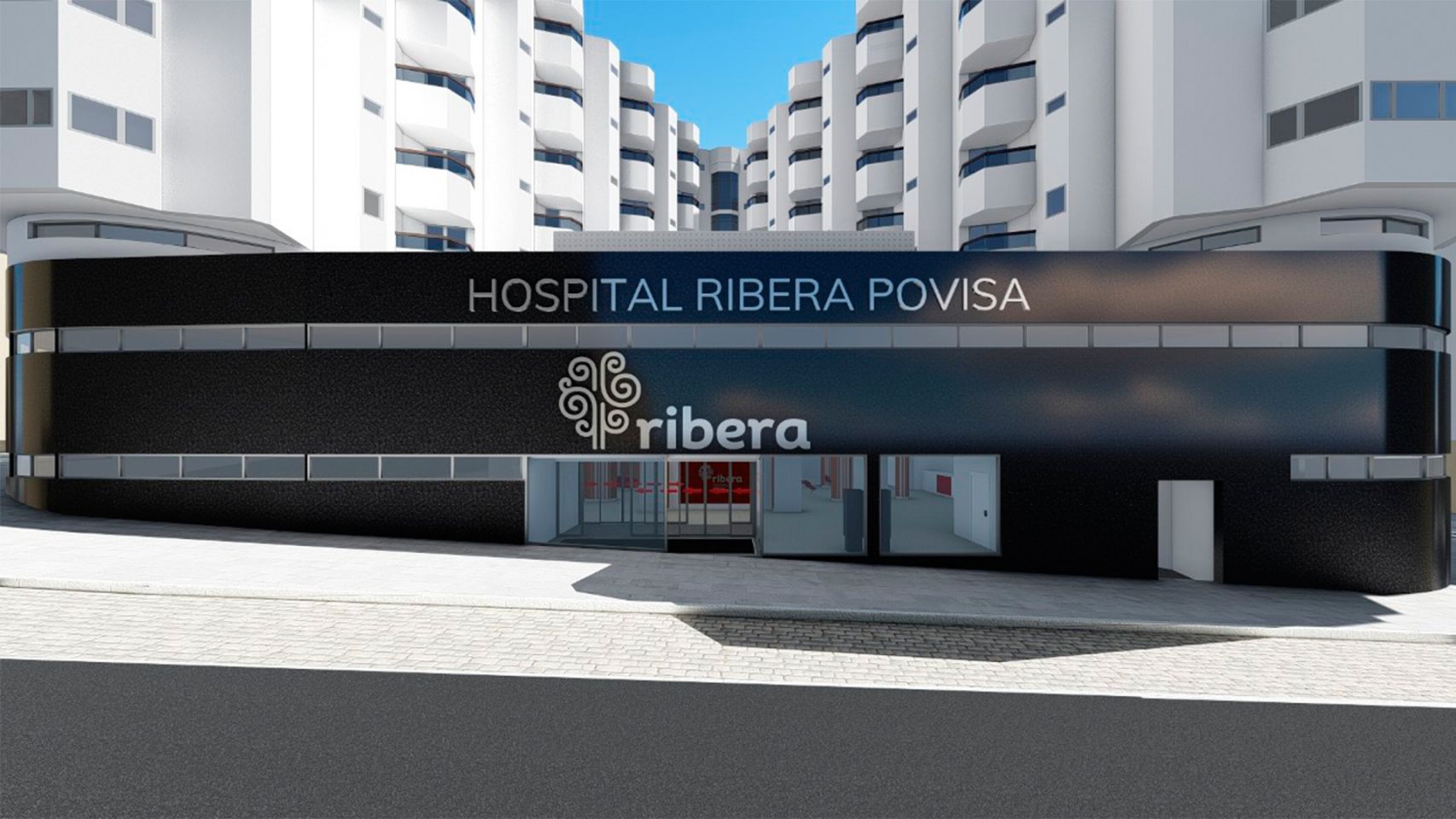 Foto de archivo de una infografía de la nueva fachada de Ribera Povisa. 
