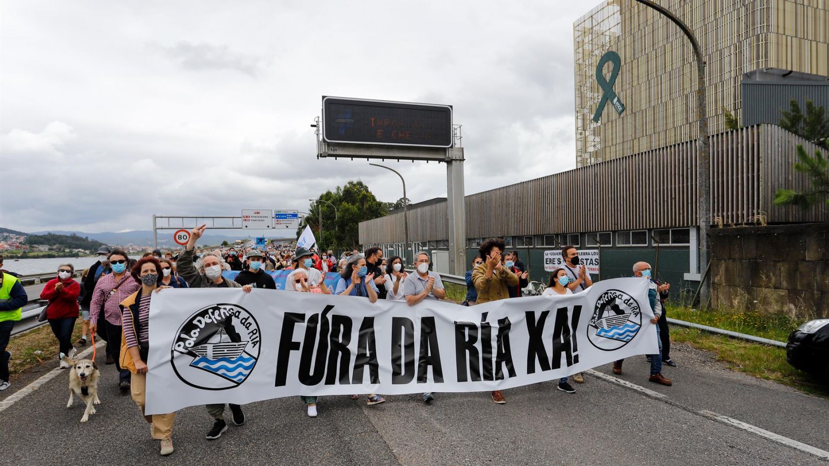 Manifestantes exigen en Pontevedra la salida de Ence de la ría.