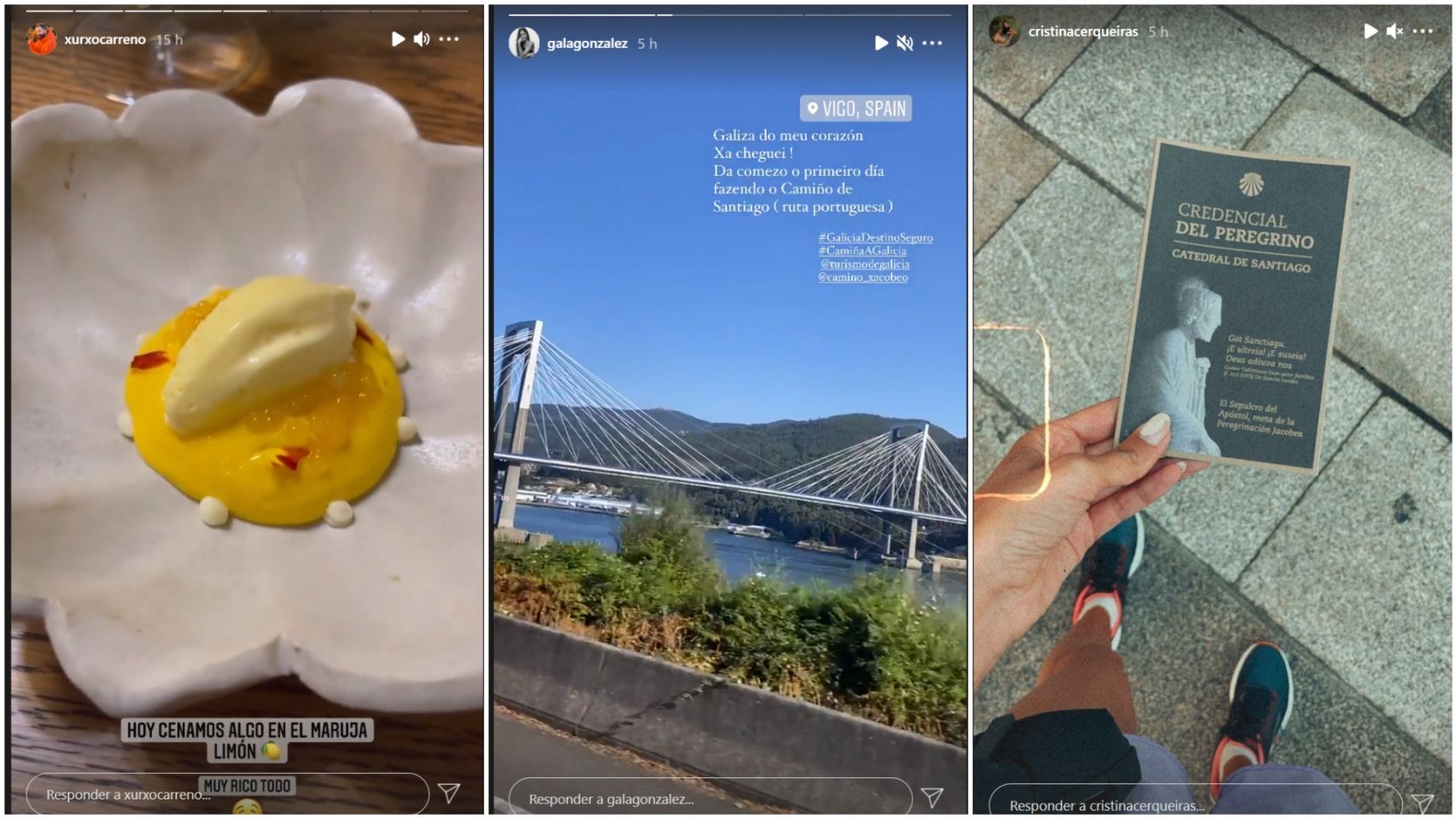 Imágenes de las cuentas de Instagram de los 'influencers' que harán el Camino de Santiago