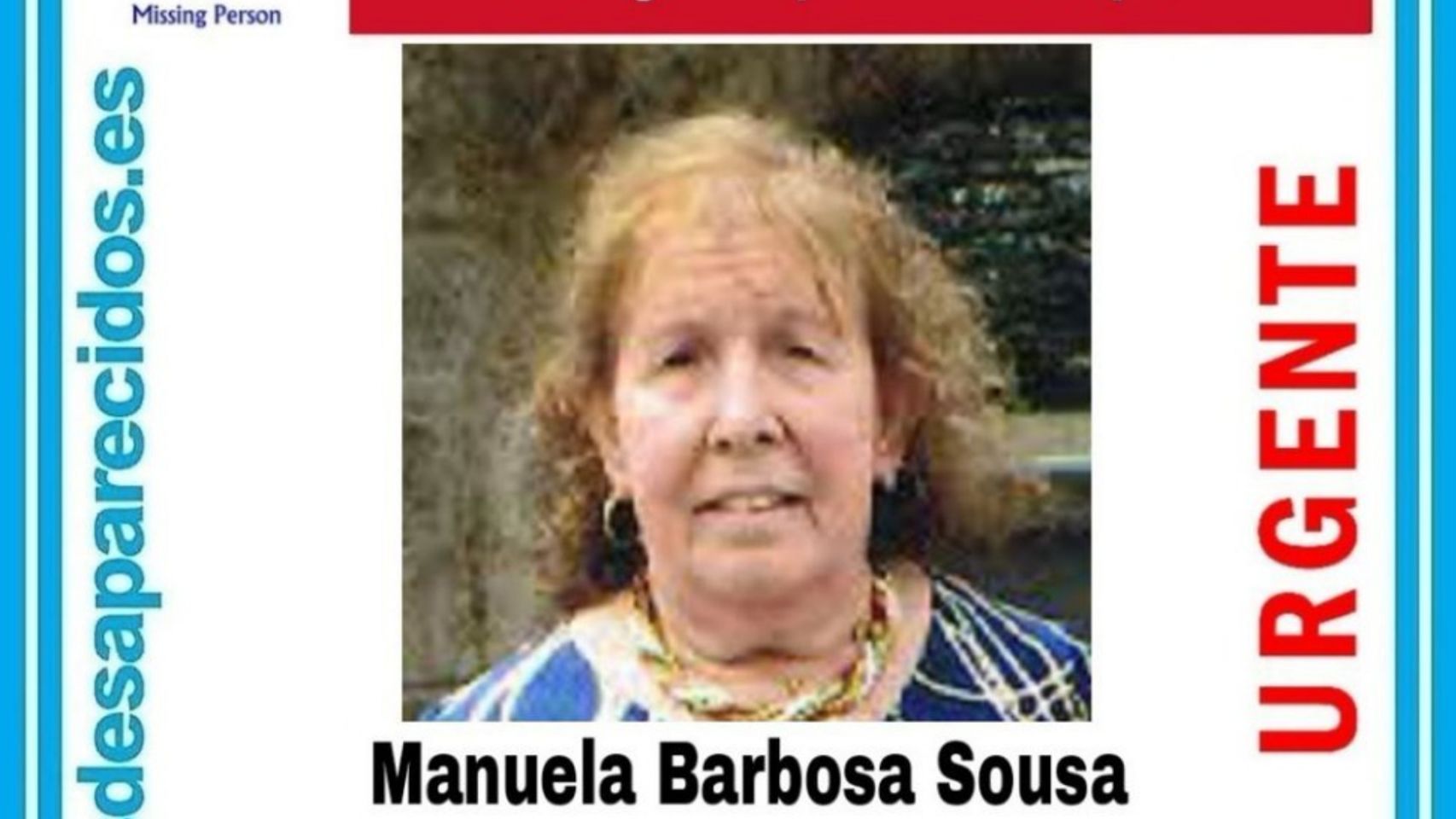 Manuela Barbosa Sousa, desaparecida en Arcade (Pontevedra).