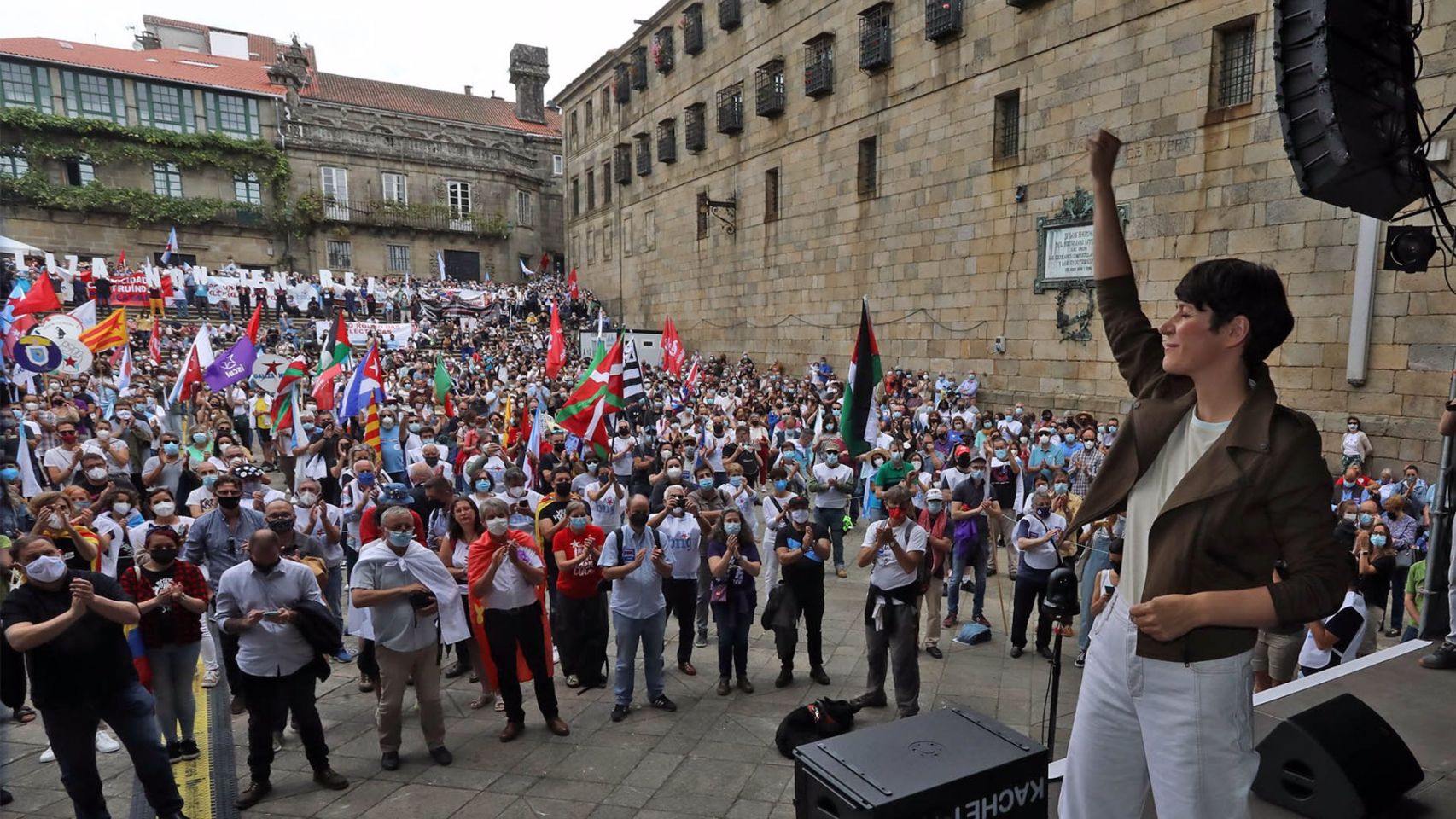 Ana Pontón durante la manifestación que ha convocado el BNG con motivo del Día da Patria Galega.