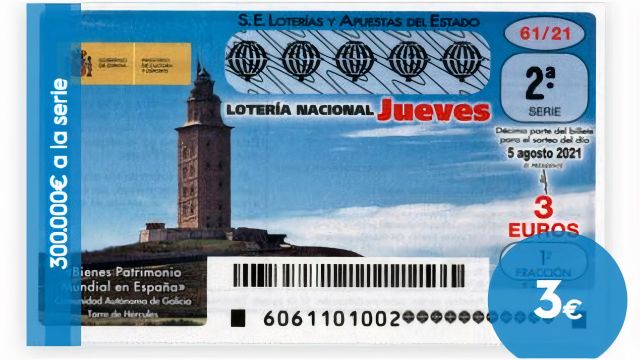 Cupón de lotería de la Torre de Hércules.
