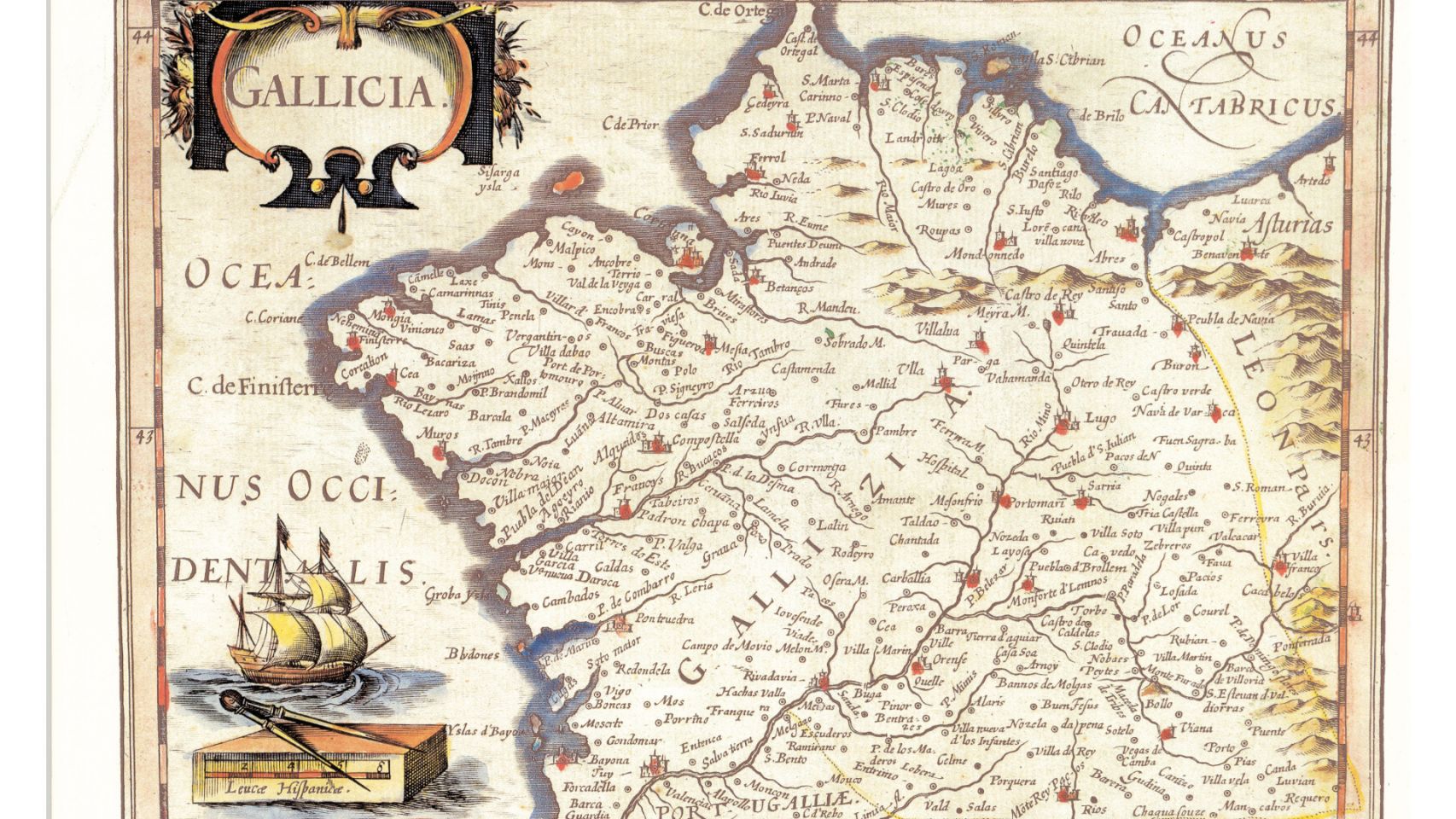 Mapa del antiguo Reino de Galicia (Mercator y J. Hondius, 1632)