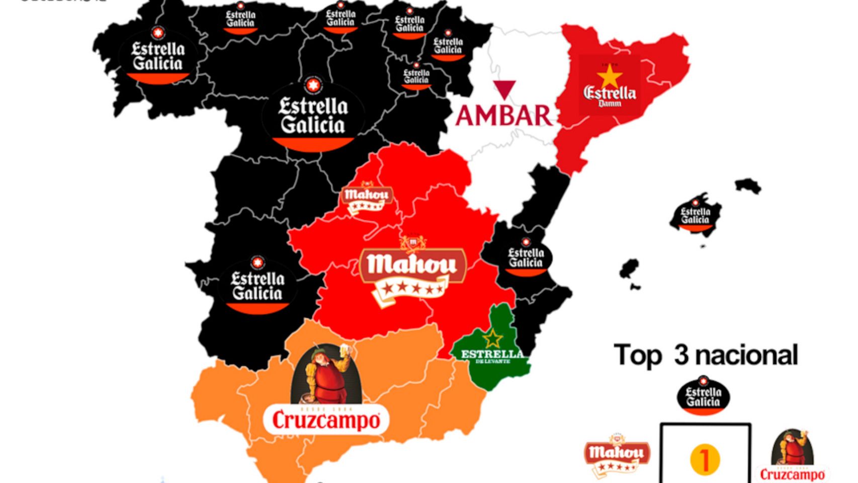 Mapa de preferencias de marca de cerveza por España