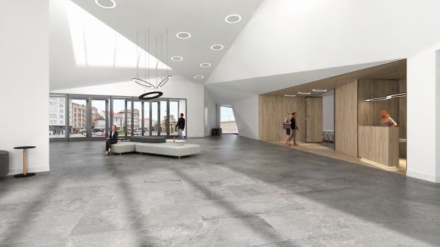 Infografía del vestíbulo del futuro auditorio de Marín.