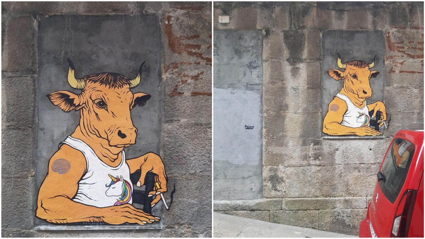 Segunda obra en Vigo del artista lucense Primo Banksy.